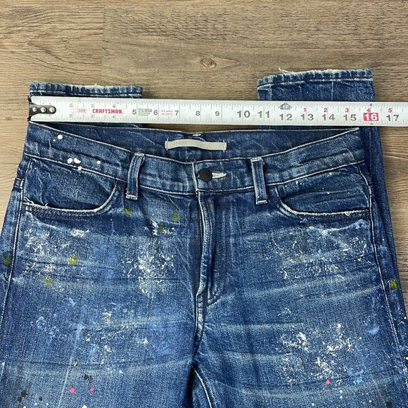 Vince Women’s Mid Rise Skinny Paint Splattered Distressed Jeans, size 28 - Picture 5 of 11